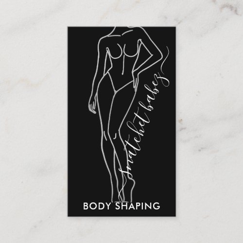 Body Shaping Massage SPA Wellness Black White Business Card