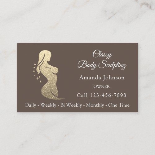 Body Shaping Sculpting Massage Gold Brown QR CODE Business Card
