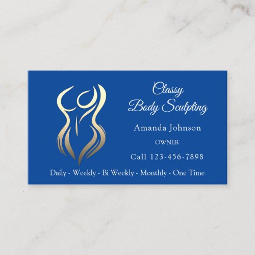 Body Shaping Sculpting Massage Gold Logo QR Blue Business Card