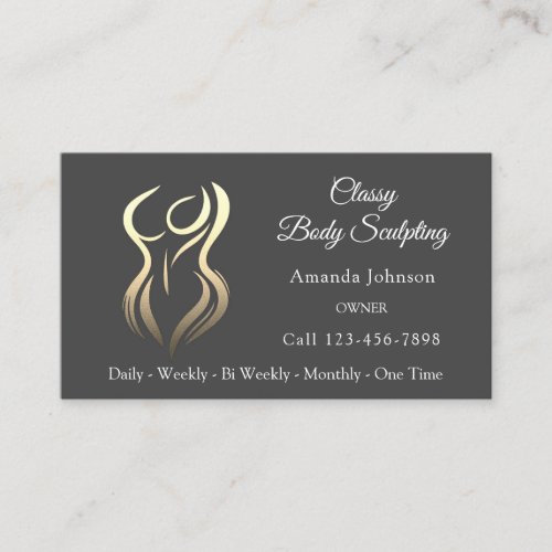 Body Shaping Sculpting Massage Gold Logo QR Gray Business Card