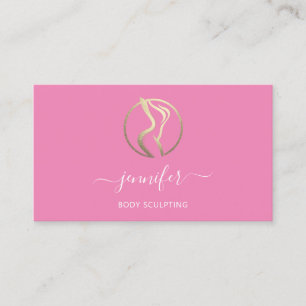Body Shaping Sculpting Massage Gold Logo QR Pink  Business Card