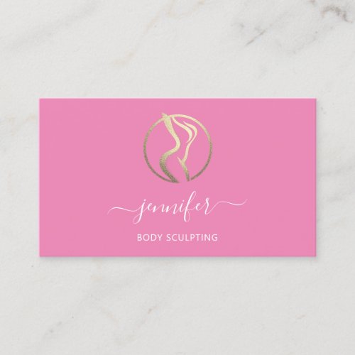 Body Shaping Sculpting Massage Gold Logo QR Pink  Business Card