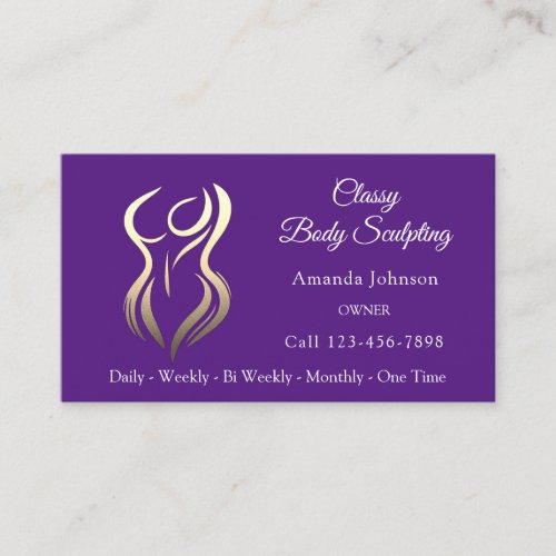 Body Shaping Sculpting Massage Gold Logo QR Purple Business Card