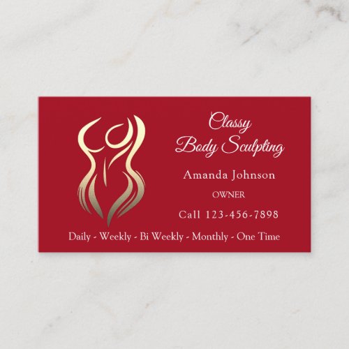 Body Shaping Sculpting Massage Gold Logo QR Red Business Card