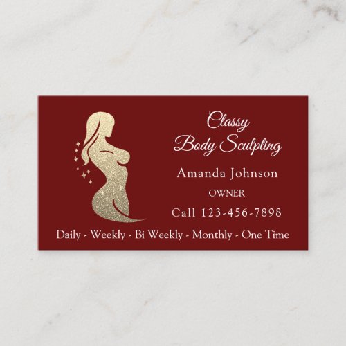 Body Shaping Sculpting Massage Gold Maroon QR CODE Business Card