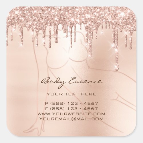 Body Shaping Soap Balm Cosmetic Rose Glitter Drips Square Sticker