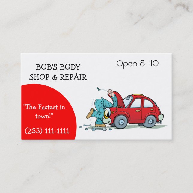 Body Shop and repair business card (Front)