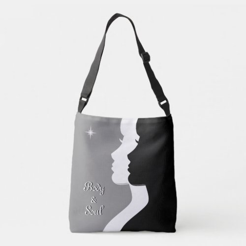 Body  Soul Woman Silhouettes on Gray Crossbody Bag