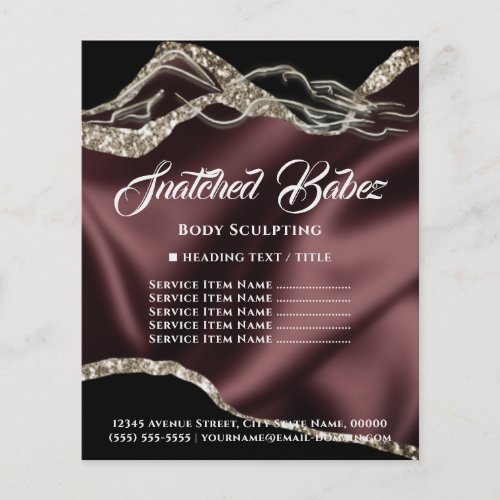 Body SPA Sculpting Logo Gold Price List Burgundy  Flyer