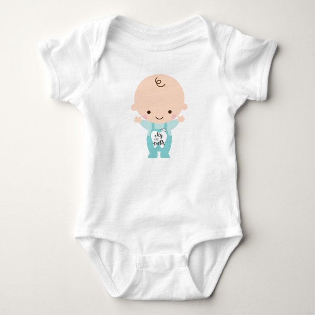 body suit First tooth  Baby T-Shirt , boy, baby Bodysuit (Front)