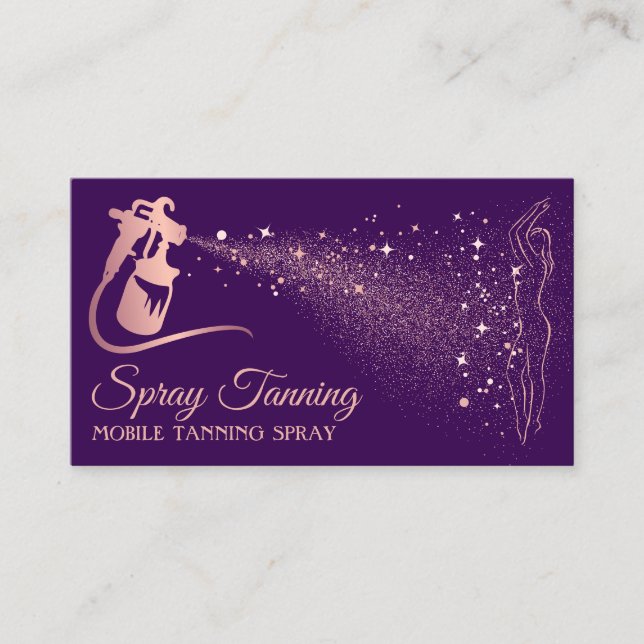 Body Tan Spray purple Rose Gold Business Card (Front)