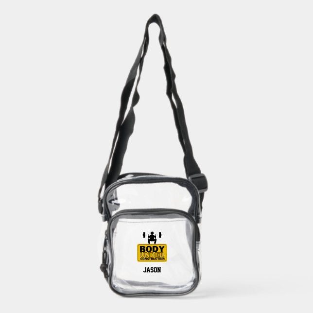 Body Under Construction Custom Name Clear Crossbody Bag (Front)