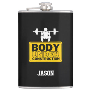 Body Under Construction Custom Name Flask