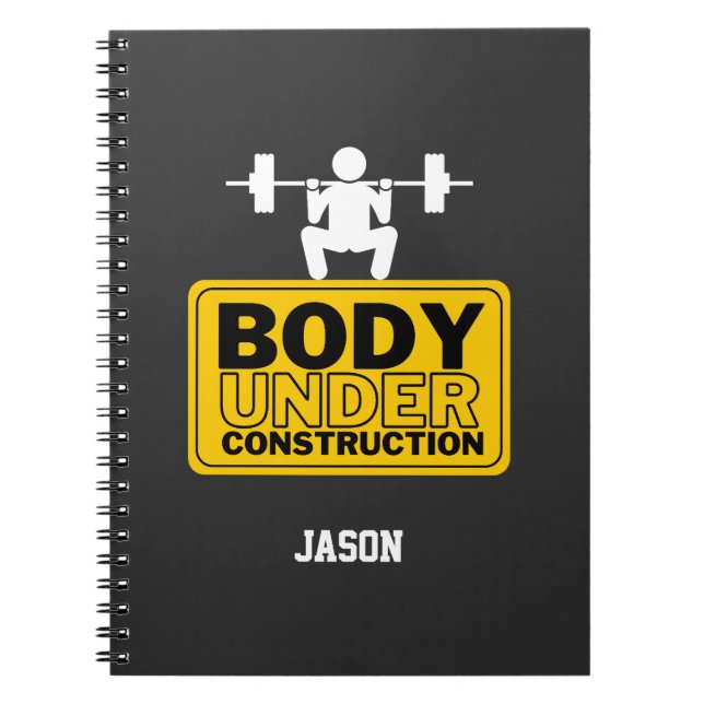 Body Under Construction Custom Name Notebook (Front)