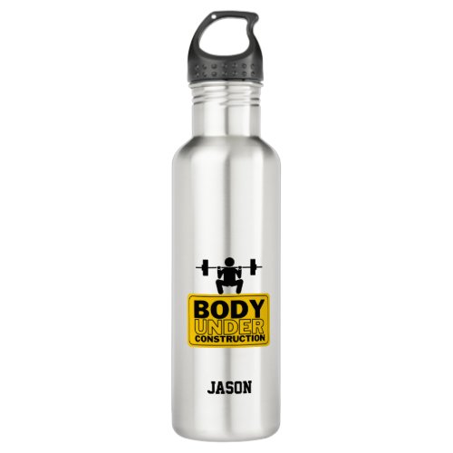 Body Under Construction Custom Name Stainless Steel Water Bottle