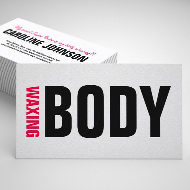 Body Waxing Wax Bold Black Pink Lettering Business Card (Perfect for business)