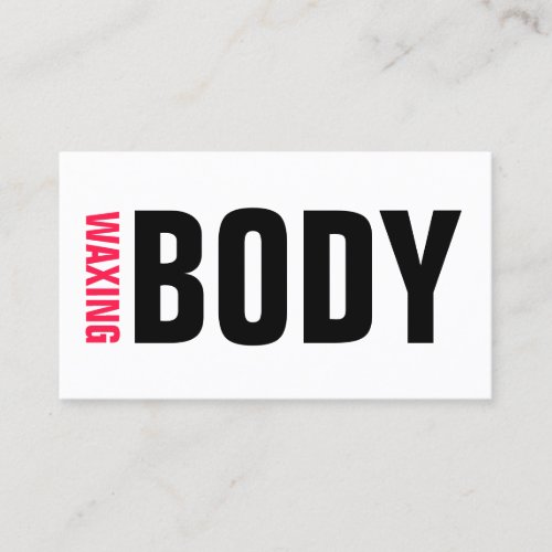 Body Waxing Wax Bold Black Pink Lettering Business Card