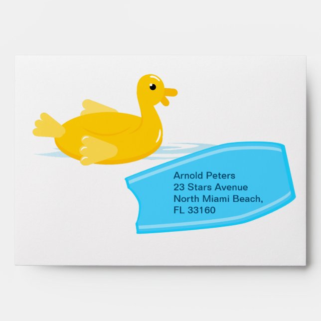 Bodyboard boy fun beach birthday party envelope (Front)