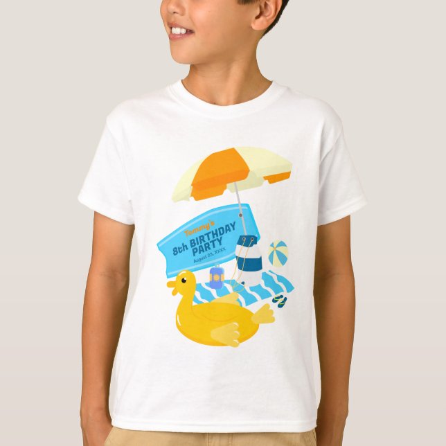 Bodyboard boy fun beach birthday party T-Shirt (Front)
