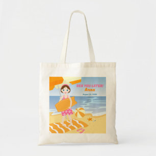Bodyboard girl fun beach birthday party tote bag