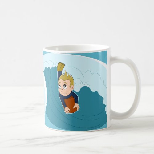 Bodyboarding boy cartoon mug