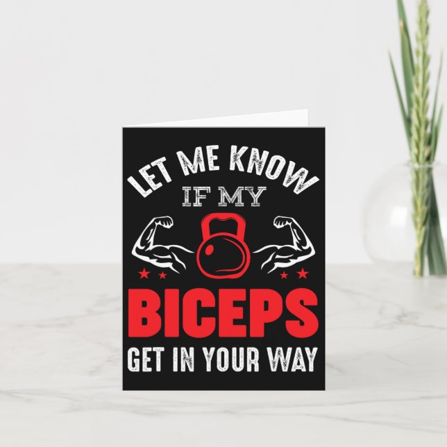 Bodybuilder Biceps Gym Fitness Workout Motivation  Card (Front)