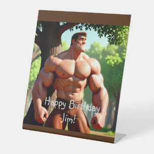 Bodybuilder Birthday Pedestal Sign