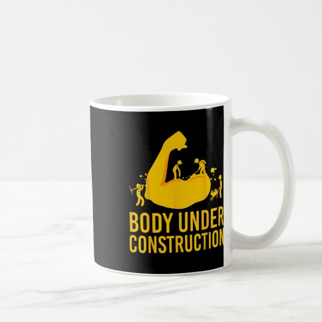 Bodybuilder Body Under Construction Funny Gym Body Coffee Mug (Right)