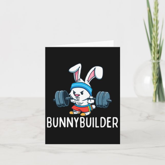Bodybuilder Bunny Easter Bunnybuilder Fitness Gym  Card (Front)