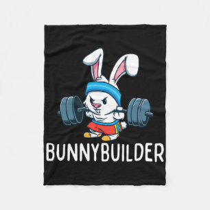 Bodybuilder Bunny Easter Bunnybuilder Fitness Gym  Fleece Blanket