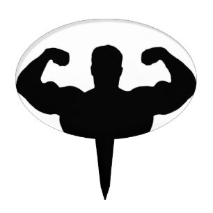 bodybuilder flexing muscles cake topper