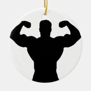 bodybuilder flexing muscles ceramic ornament