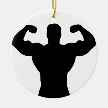 Bodybuilder Flexing Muscles Ceramic Ornament by altays at Zazzle
