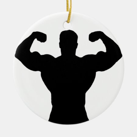 Bodybuilder Flexing Muscles Ceramic Ornament