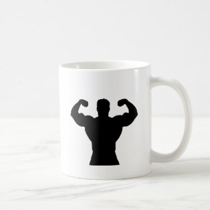 bodybuilder flexing muscles coffee mug