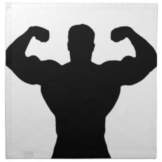 bodybuilder flexing muscles napkin