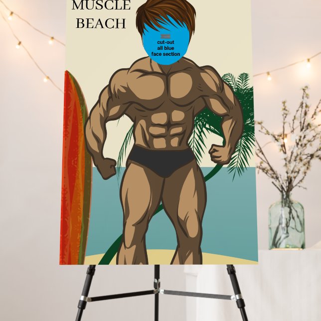 Bodybuilder Head in Hole Adult Photo Backdrop Foam Board (In Situ (Stand))