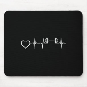 Bodybuilder Heartbeat Dumbbell Weightlifting Gym F Mouse Pad
