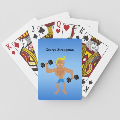 Bodybuilder humorous style Male personalize Playing Cards