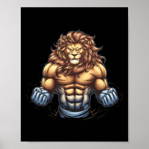 Bodybuilder Lion Lover Gym Wear Fitness Workout Bo Poster
