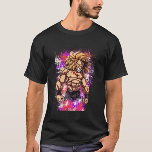 Bodybuilder Lion Pumps Up in the Gym Muscle Sport  T_Shirt