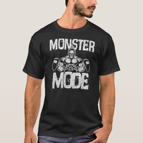 Bodybuilder Monster Mode Skull Dead Lift Workout T_Shirt