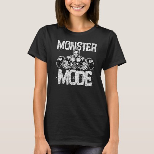 Bodybuilder Monster Mode Skull Dead Lift Workout T_Shirt