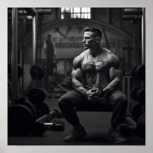 Bodybuilder Resting Between Sets Poster