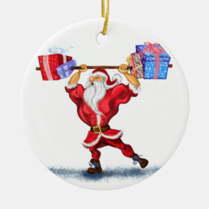 Bodybuilder Santa Christmas Ornament