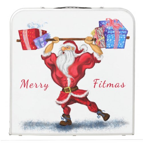 Bodybuilder Santa Claus with Christmas Gifts _ Fun Beer Pong Table