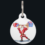 Bodybuilder Santa Claus with Christmas Gifts - Fun Pet ID Tag<br><div class="desc">Bodybuilder Santa Claus with Christmas Gifts - Fun Cartoon Painting Funny Collection - Choose / Add Your Unique Text / Name / Color - Make Your Special Gift - Resize and move or remove and add elements / text with customization tool ! Painting and Design by MIGNED. Please see my...</div>