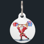 Bodybuilder Santa Claus with Christmas Gifts - Fun Pet ID Tag<br><div class="desc">Bodybuilder Santa Claus with Christmas Gifts - Fun Cartoon Painting Funny Collection - Choose / Add Your Unique Text / Name / Color - Make Your Special Gift - Resize and move or remove and add elements / text with customization tool ! Painting and Design by MIGNED. Please see my...</div>