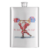 Funny Christmas Retro Rum Drinking Woman Holiday Hip Flask, Zazzle