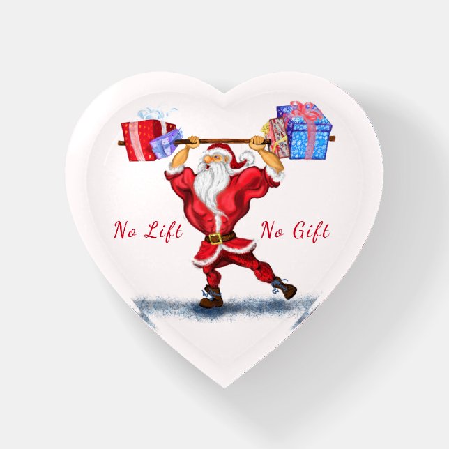Bodybuilder Santa Claus with Christmas Gifts Funny Paperweight (Front)